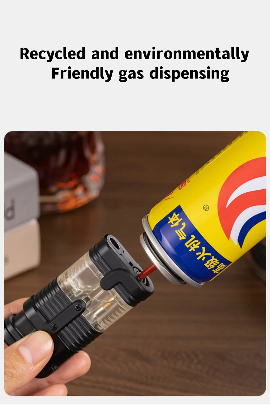 New Turbine Butane Gas Wind Proof Direct Charge Metal Torch Home Kitchen Gas Stove Outdoor Camp Barbecue Cigar Ignition Lighters