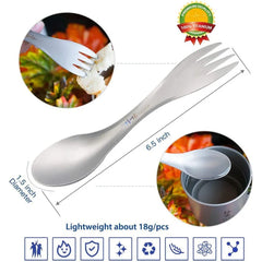 2Pcs Pure Titanium Spork Ultralight EDC Outdoor Tableware Camping Portable Picnic Accessories Hiking Titanium Spoon Tableware