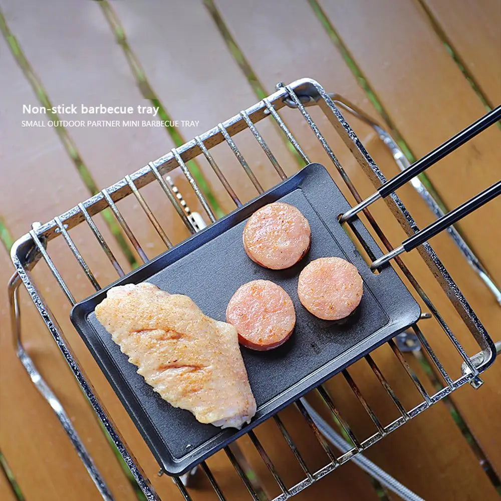 2023 New Non Stick Frying Pan Mini Portable BBQ Frying Camping Picnic Cookware Nonstick Barbecue Plate Baking Outdoor Pan P5D4