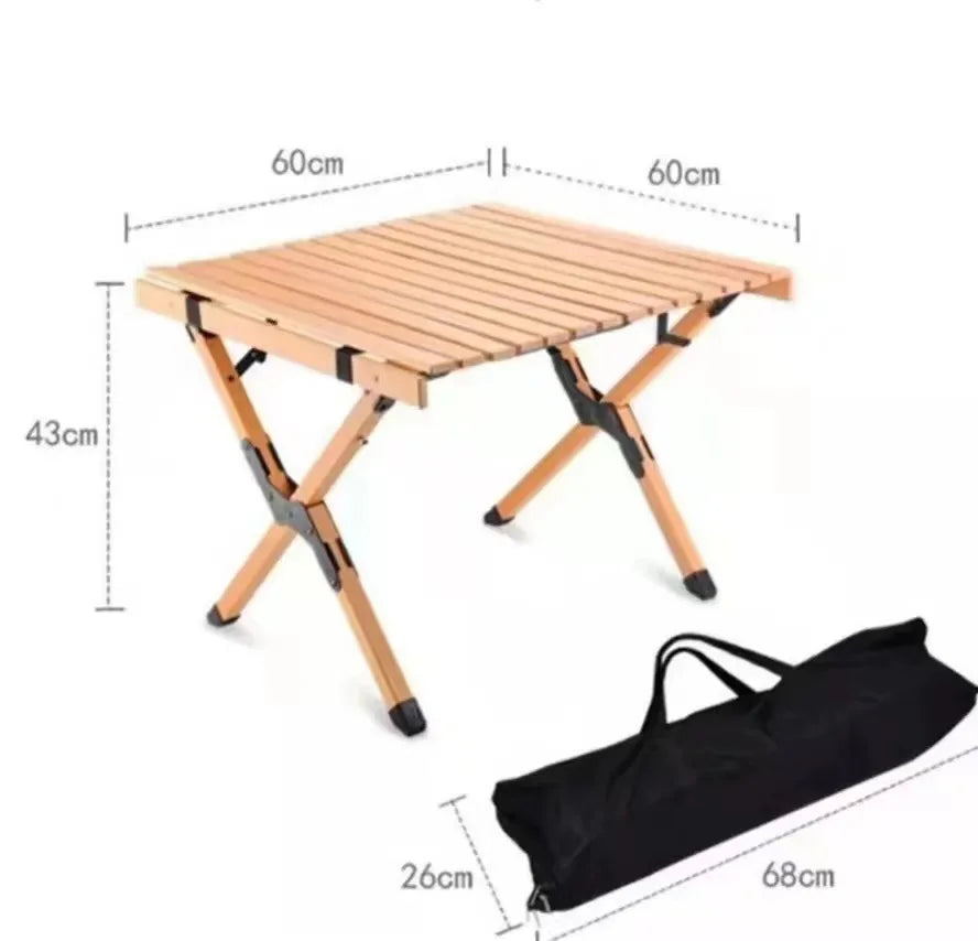 Folding Outdoor Table and Chair Set with Solid Wood and Aluminum Alloy for Picnic and Camping Coffee Tables Rolling IGT Wildmini