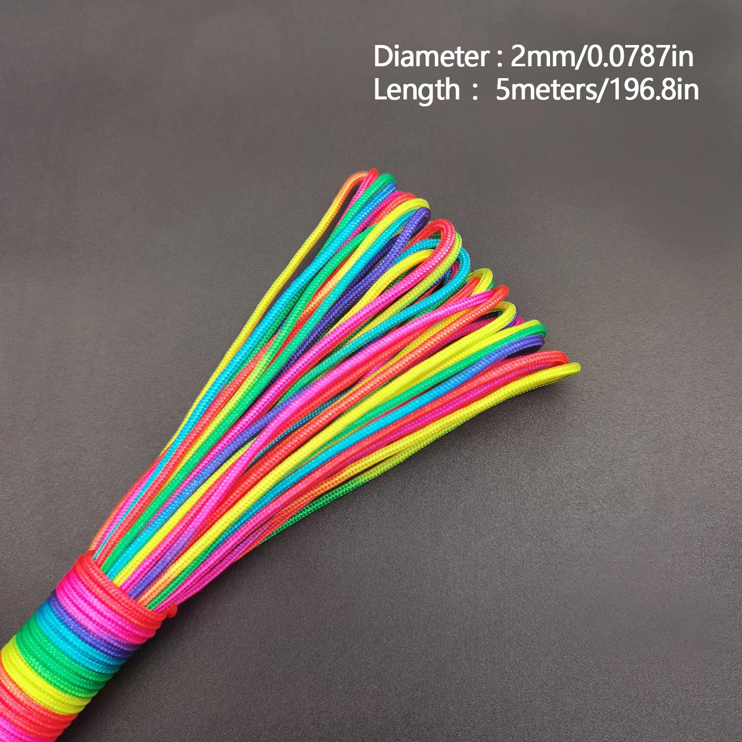 31 meters 2mm /3mm /4mm diameter Rainbow rope 7 strands parachute rope Climbing camping survival gear parachute rope bracelet