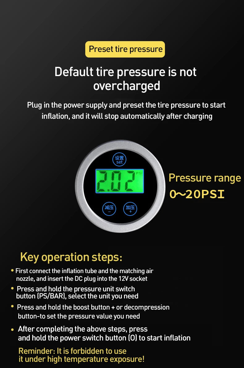 20PSI SUP Electric Boat Air Pump Surfboard Paddle Compressor High Pressure Car Tire Tyre Inflator Surfing Board Mattress