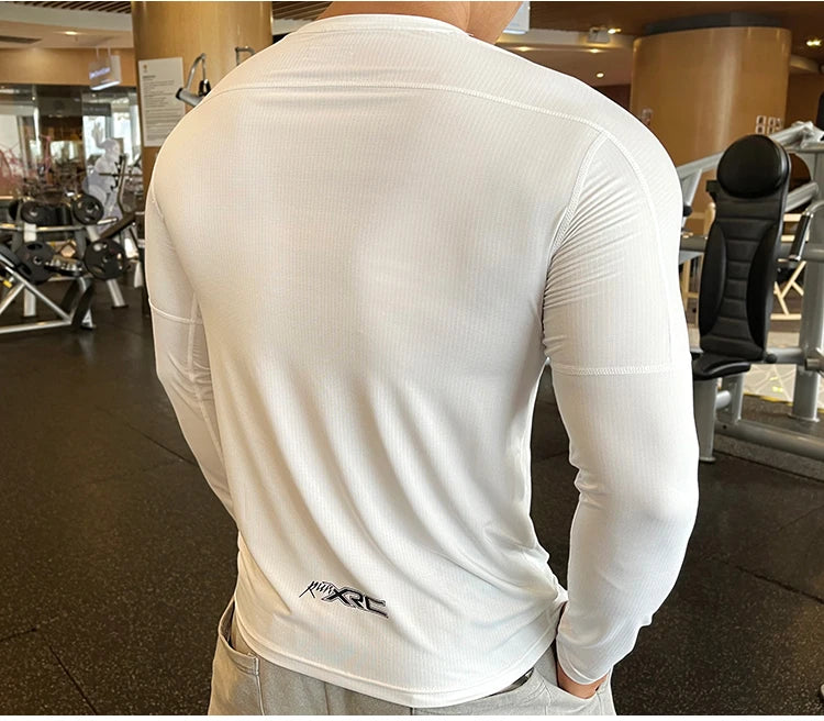 High Quality Running Shirt Tops Clothing Men Gym Sport Tshirt Quick Dry Compression Swearshirt Fitness Breathable Sportswear