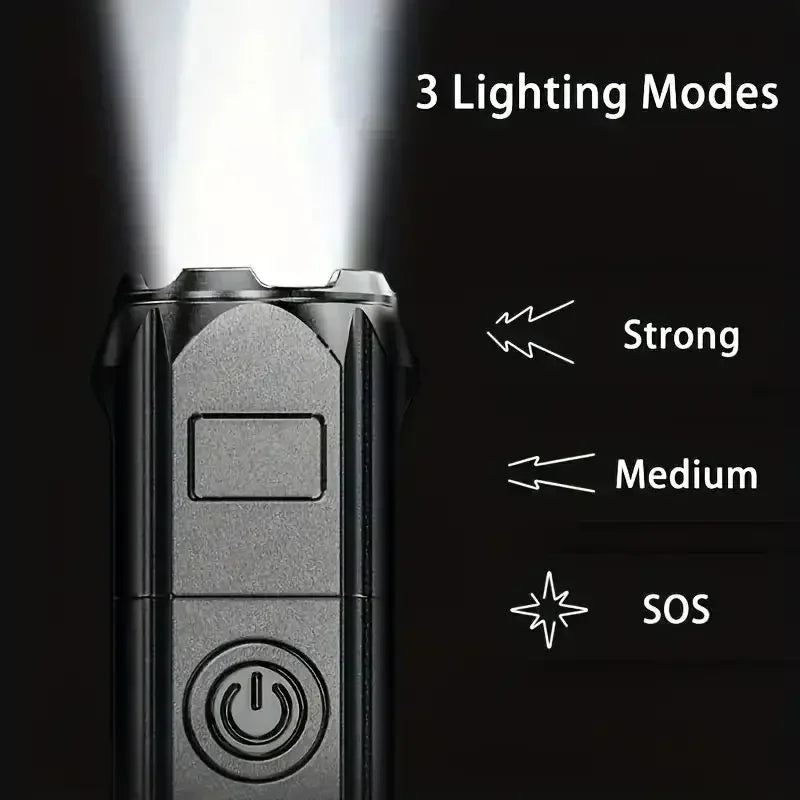 Super Bright Zoomable Flashlight LED Light USB Rechargeable Handheld Torch Waterproof 3 Modes Waterproof for Outdoor Camping