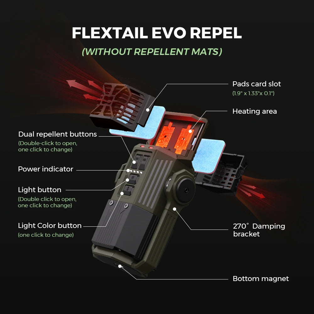 FLEXTAIL EVO Repeller Mosquito Repeller Rechargeable with 3000LM Camping Lantern for Outdoor Patios Camping (Mats Not Include)