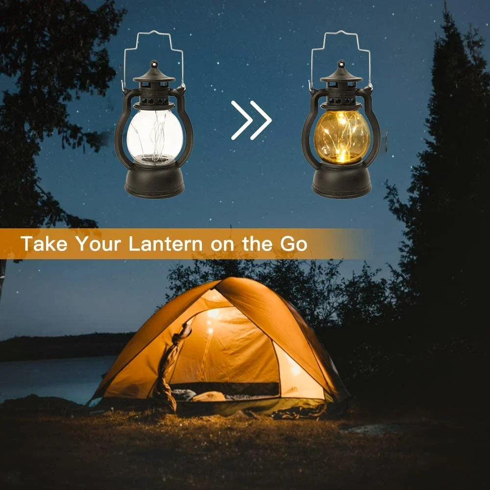 Retro Style Portable Night Light Outdoor Camping Light Rechargeable Tent Lantern Garden Lawn Wedding Party Decoration Lighting