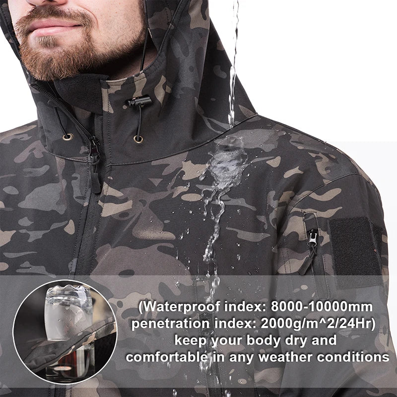 Waterproof Jacket Warm Windbreaker Men Clothing Soft Shell Hunting Coat Windproof Tactical Jackets Big Size Camouflage Jacket