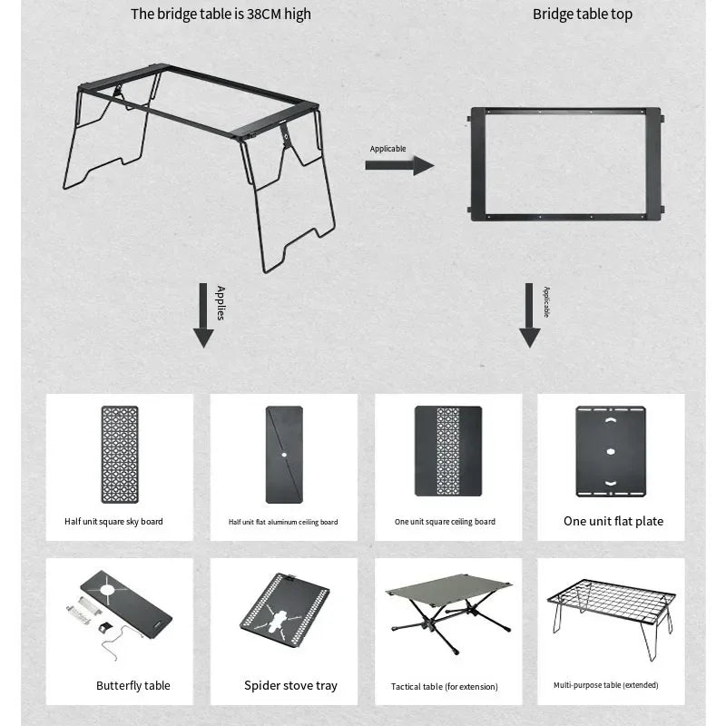 CAMPINGMOON CK-3650 Bridge Table Picnic Set Tactical IGT Table Camping Table Lightweight Portable for  Outdoor Folding Picnic