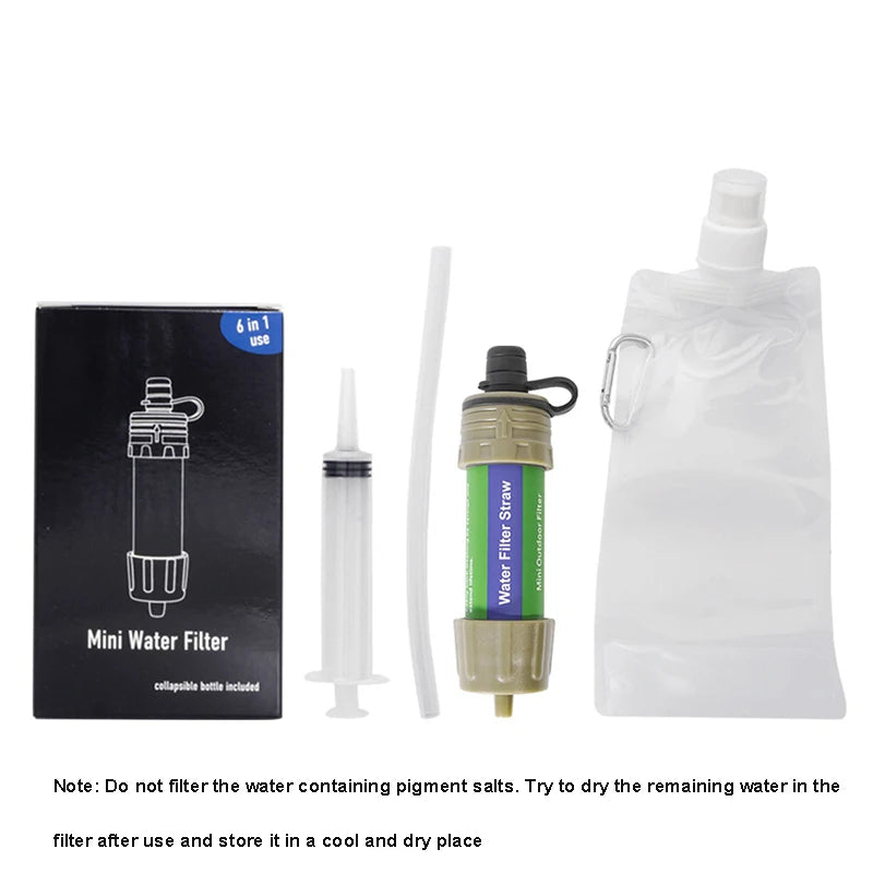 Outdoor Survival Water Filter Straws Camping Equipment Water Purifier Water Filtration System Emergency Hiking Accessories