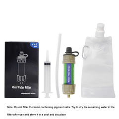 Outdoor Survival Water Filter Straws Camping Equipment Water Purifier Water Filtration System Emergency Hiking Accessories