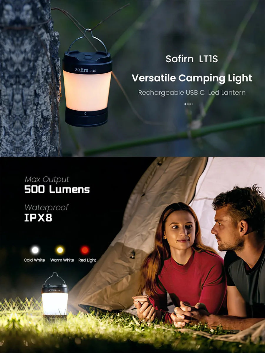 Sofirn LT1S Camping Light USB-C Rechargeable 21700 Lantern Powerful Torch 2700K to 5000K Power Indicator & Reverse Charge