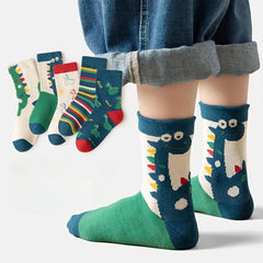 5Pairs/lot Children Socks for Girls Cotton Cute Outdoor Travel Sports Socks Animal Dinosaur Causual Sports Clothes Accessories