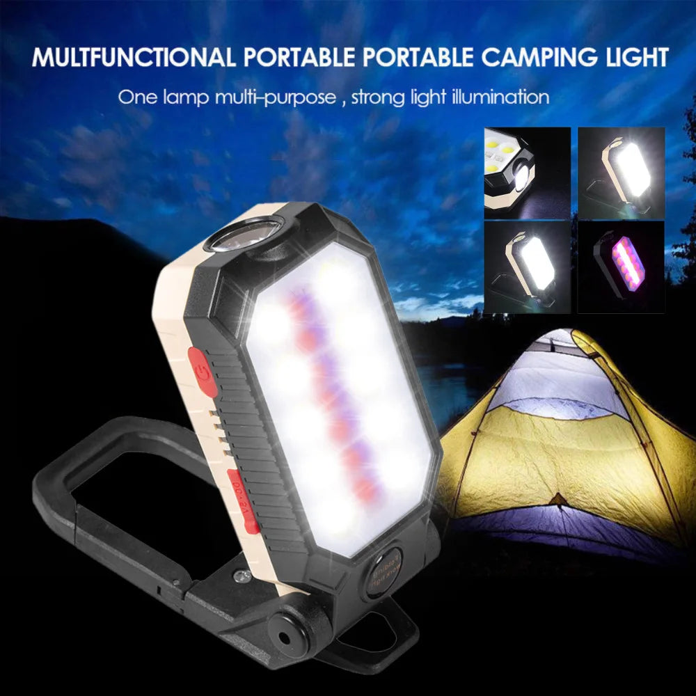 Multifunction USB Rechargeable COB Work Light Portable LED Flashlight 5Modes Adjustable Waterproof Camping Lantern Magnet Design