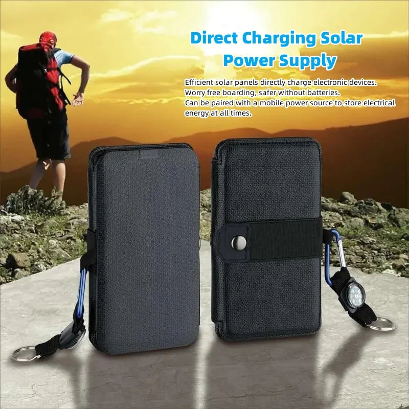 Foldable And Multifunctional Outdoor Solar Panel Charger 5V Camping Hiking Backpacking Traveling Outdoor Emergency Power Supply