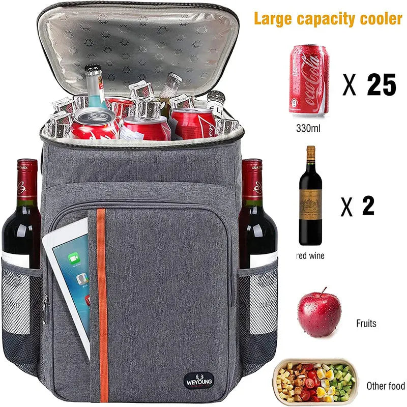 20L Insulated Portable Thermal Lunch Bag Food Box Durable Waterproof Cooler Ice Case Camping Oxford Dinner Backpacks Icebox