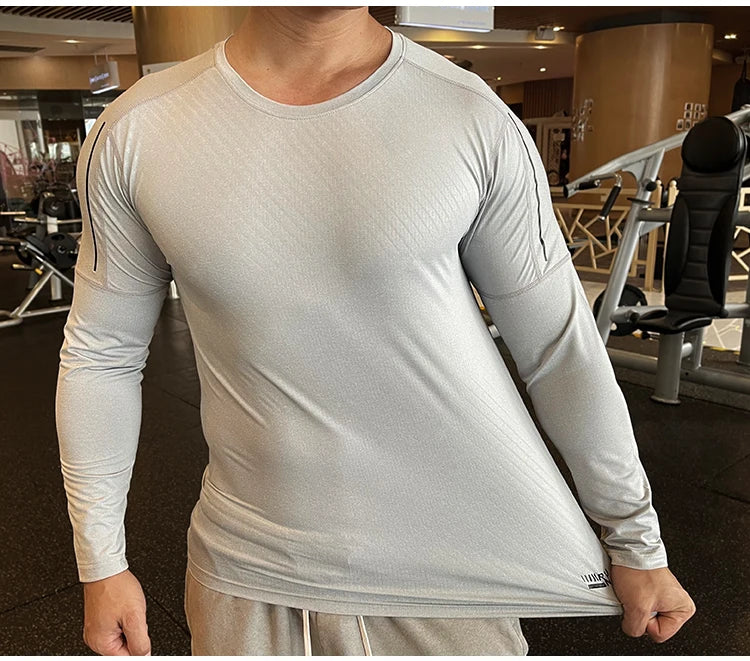 High Quality Running Shirt Tops Clothing Men Gym Sport Tshirt Quick Dry Compression Swearshirt Fitness Breathable Sportswear