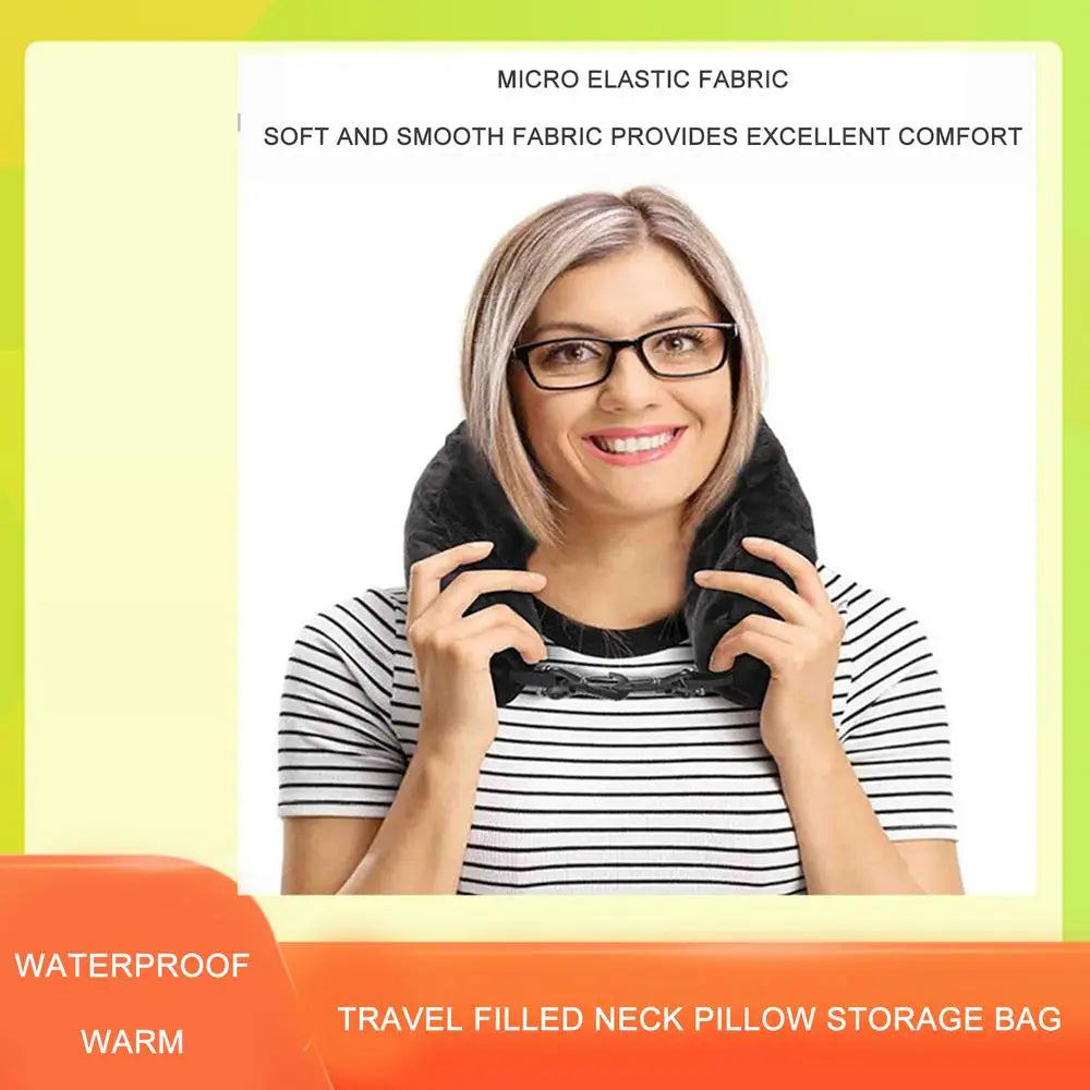 Travel Neck Pillow That You Stuff With Clothes Portable Outdoor Travel Storage Bag Pillow Car Headrest Household U-shaped Pillow