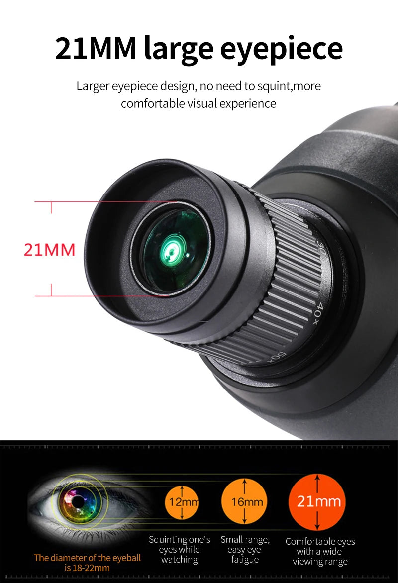 20-60x80mm Zoom Monocular Spotting Scope Powerful Telescope Bak4 Prism Waterproof For Camping Bird Watching Shooting