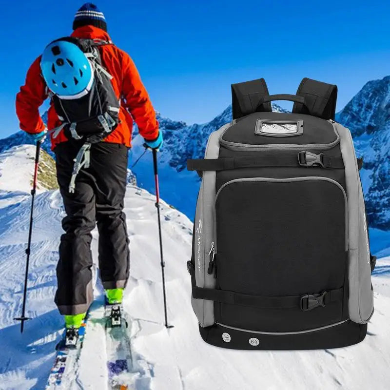 65L Ski Boot Backpack Large Capacity Oxford Cloth Helmet Clothing Rucksack Boots Helmet Clothing Storage Bag for Hiking Climbing