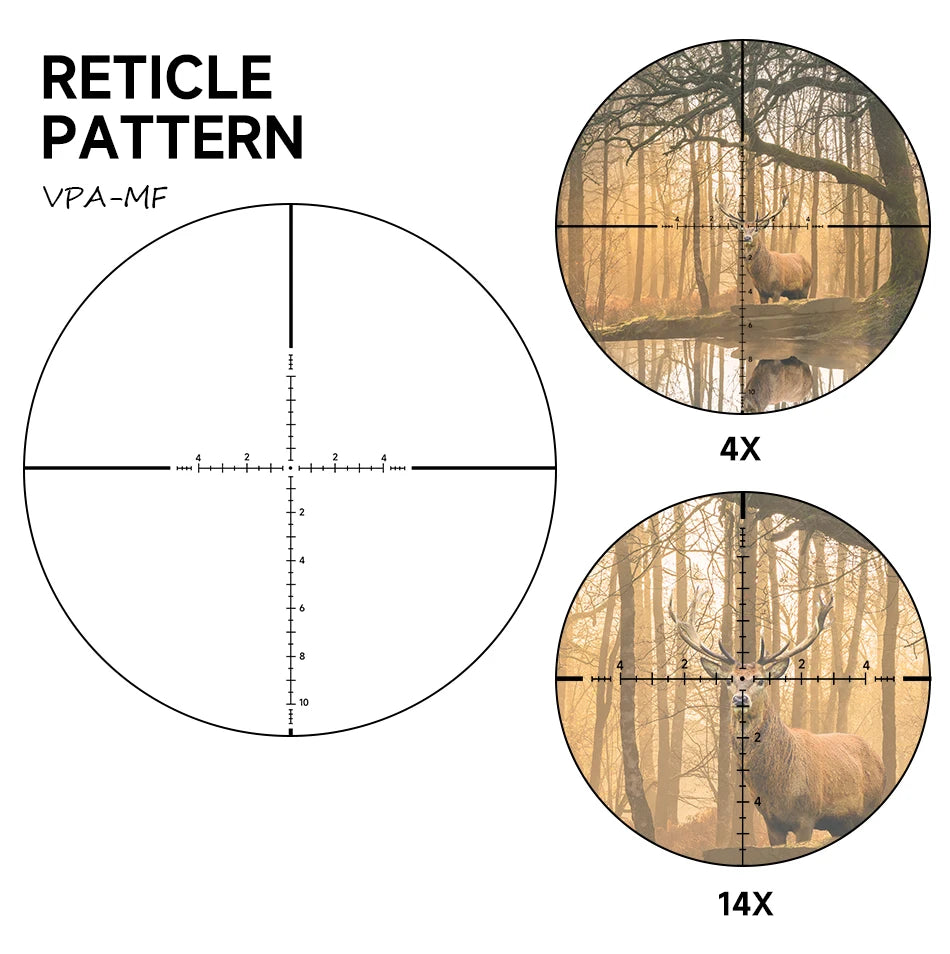 4-14X44 FFP Riflescope Red/Green Cross Spotting Hunting Optical Scope Tactical Long Range Shooting Snipe Airsoft Sight 11mm/20mm