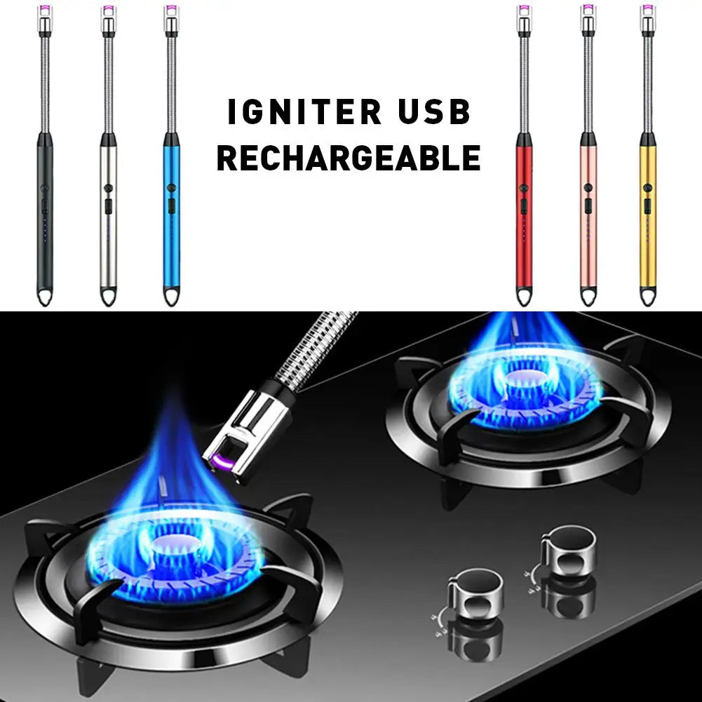 Windproof Kitchen Electric USB Lighter Long Candle Gas Ignition Rechargeable Plasma Stove Flameless Camping Gun Arc Lighter