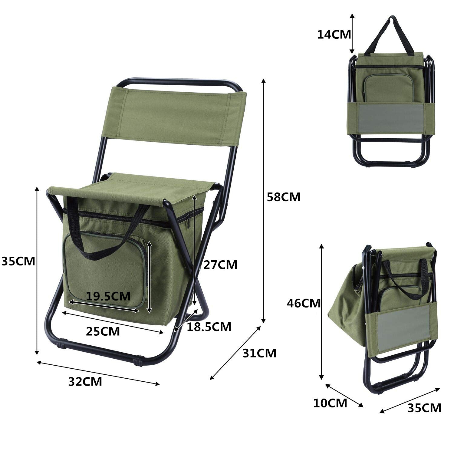 Outdoor Camping Folding Portable Cooler Chair Picnic Fishing Beach Hiking Outdoor Backpack Ultralight Seat Table Camping Stools