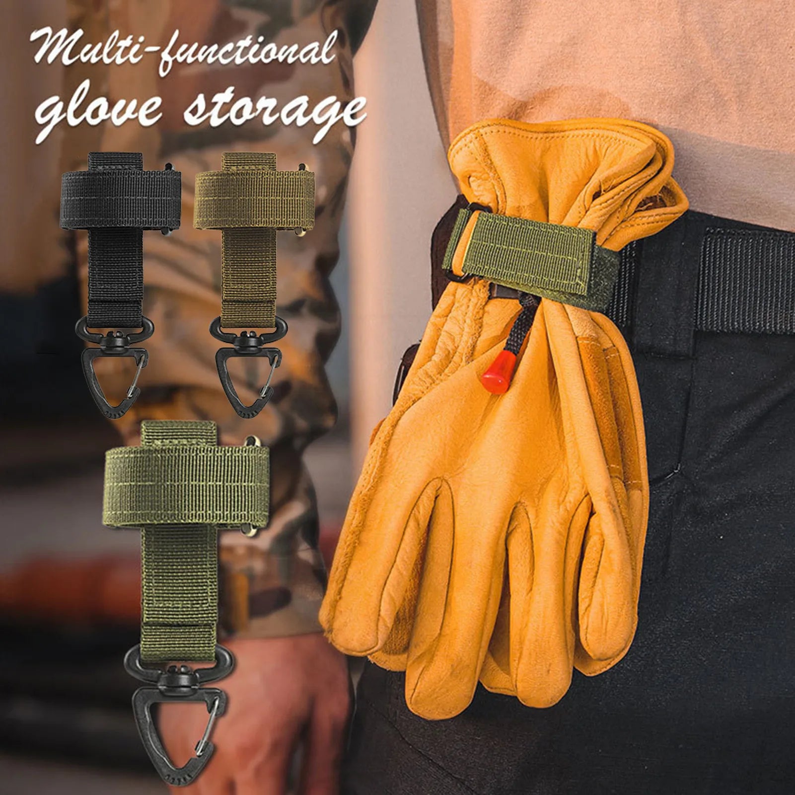 Gloves Clips Tactical Rope Buckle Outdoor Multi-purpose Tool Nylon Glove Hook Safety Clip Climbing Camping Tactical Sports Tools