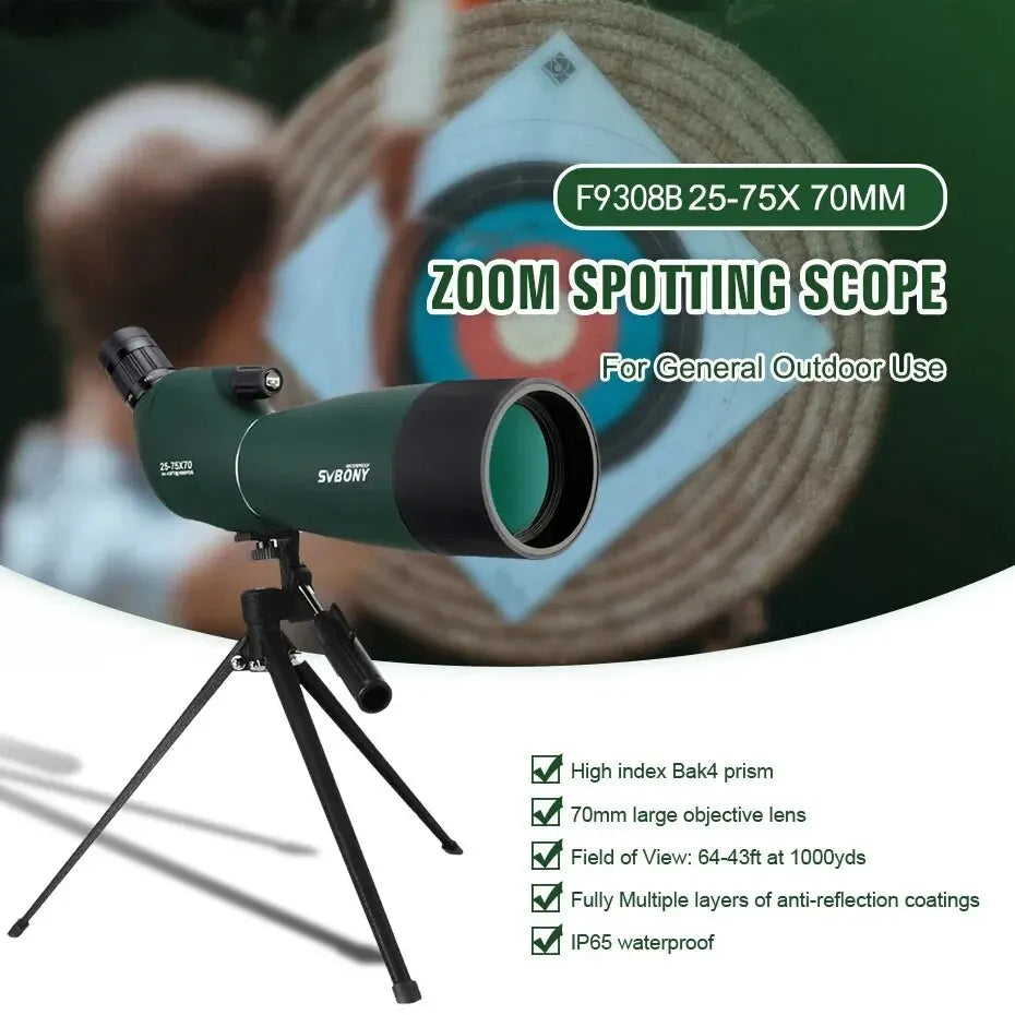 F9308B Telescope Spotting Scope Monoculars Powerful Binoculars Bak4 FMC Waterproof With Tripod Camping