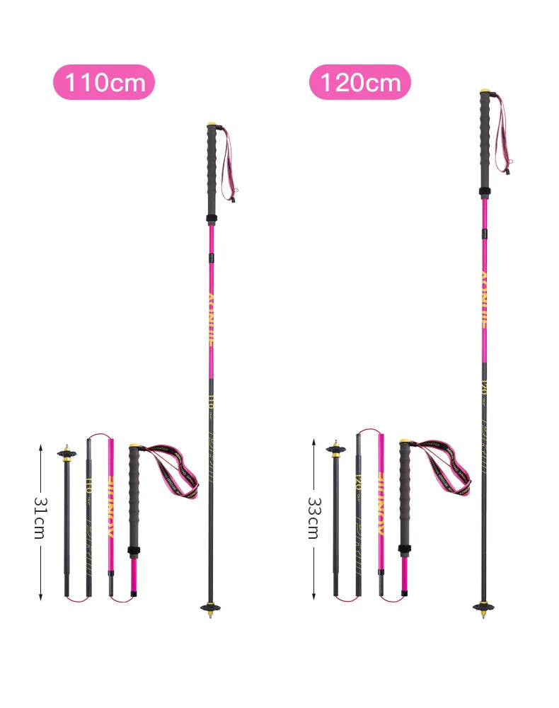 1 Pair AONIJIE E4214 Hiking Carbon Fiber Cross-country Poles Folding Trekking Pole Lightweight Walking Stick for Mountaineering