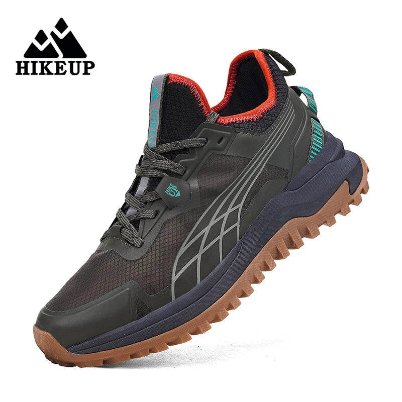 HIKEUP New Men Hiking Shoes Outdoor Sport Wear-Resistant Climbing Shoes Rubber Sole Trekking Sneaker Women Sports