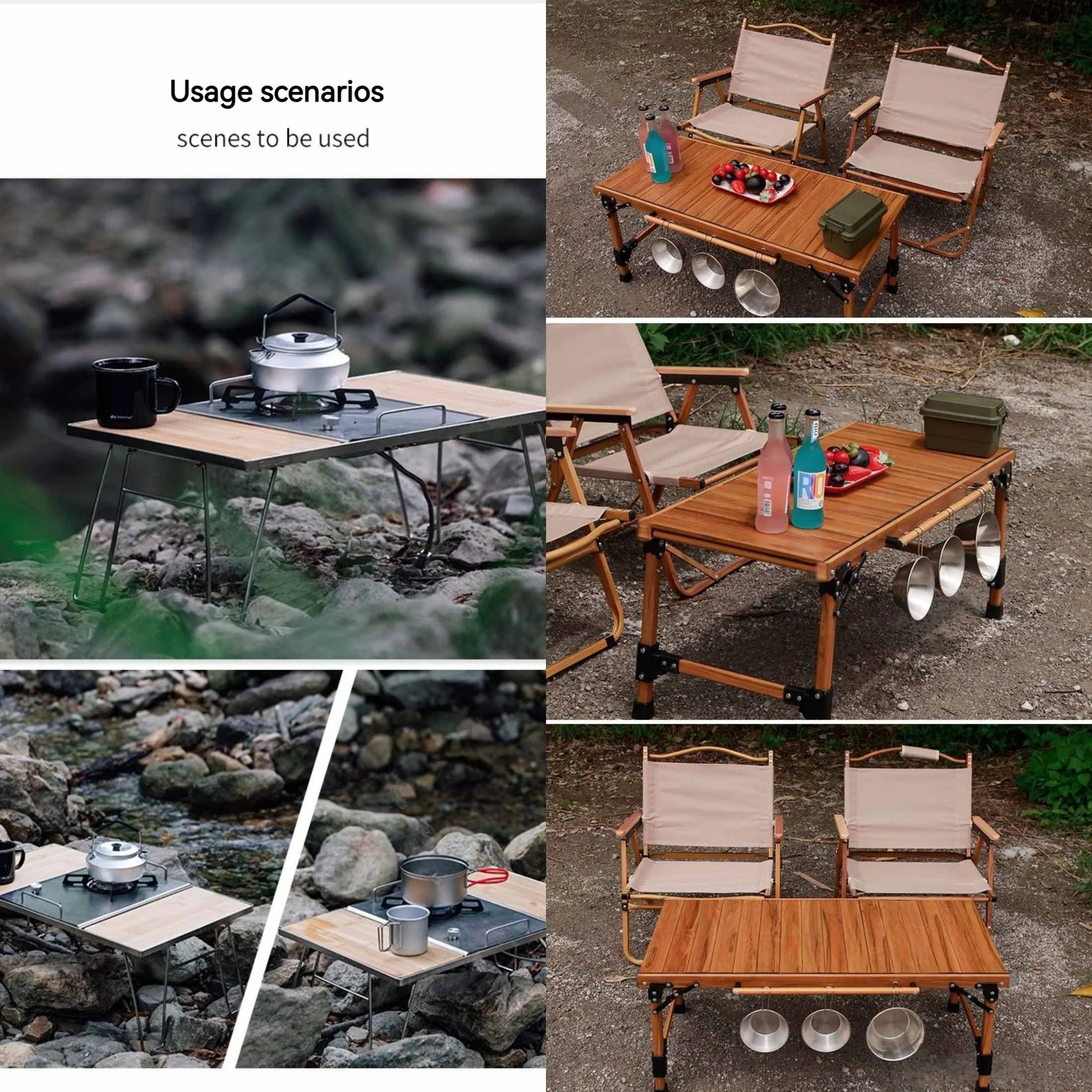 Outdoor foldable portable IGT combination table camping table gas stove aluminum alloy Chicken rolls table picnic gas stove