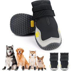 ATUBAN Dog Shoes for Large Size Dogs, Waterproof Medium Large Dog Boots, for Hot Pavement Winter Snow Hiking Breathable Elastic