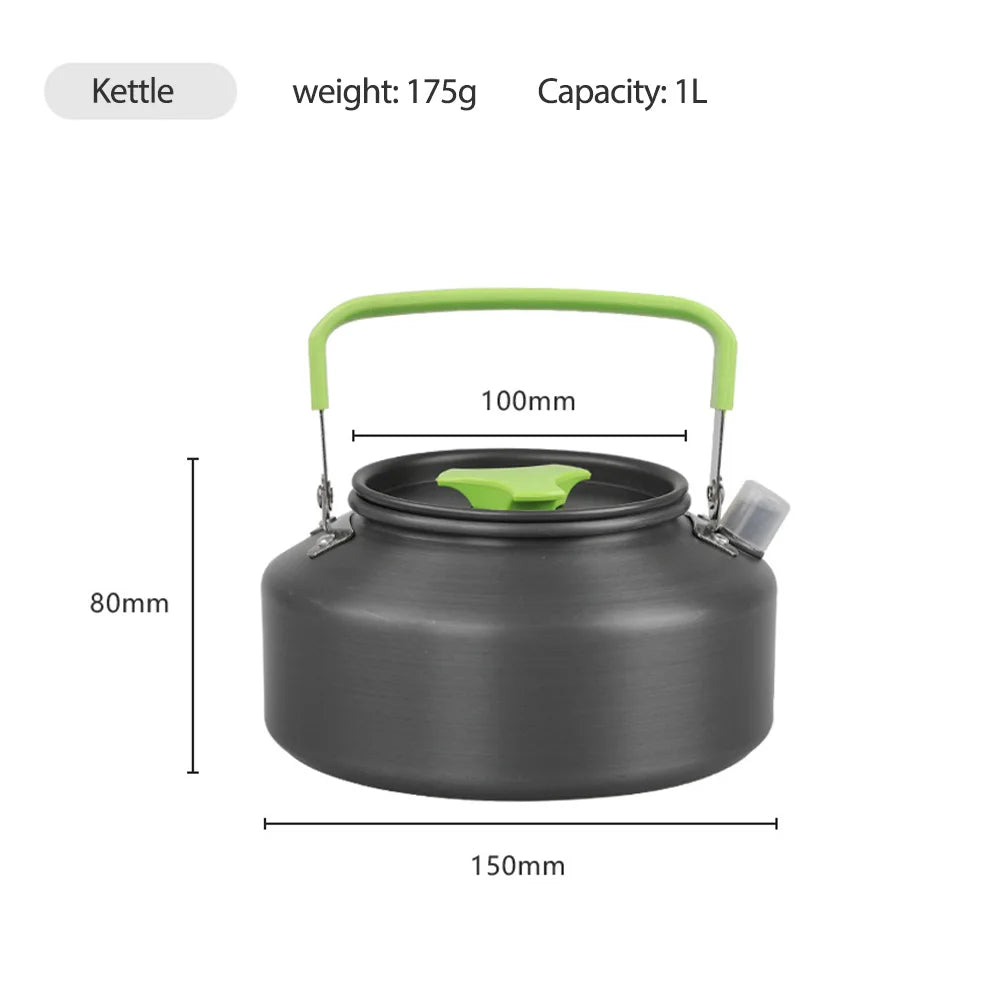 1 Set Outdoor Camping Cookware DS310 Picnic Cooking Set With Cooking Pot Frying Pan Kettle Plastic Bowl Spoon Dropship