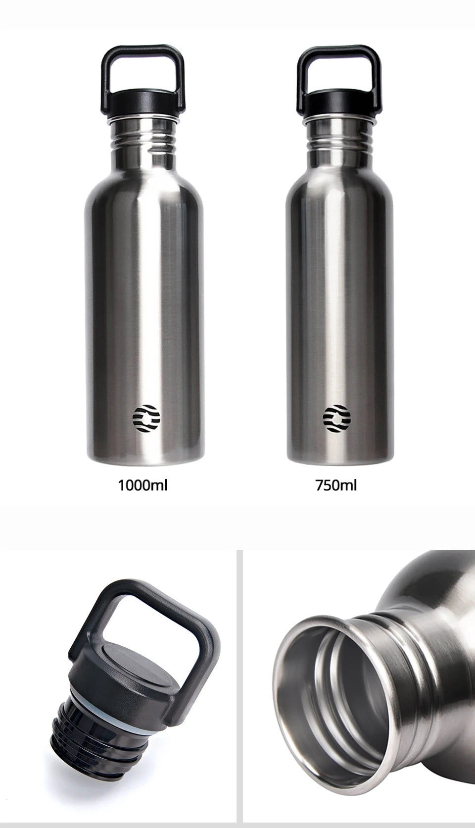 FEIJIAN Stainless Steel Water Bottle Portable Cycling Sports Bottle Leakproof BPA Free Large Capacity With Bottle Bag