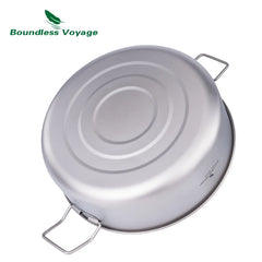 Boundless Voyage 2.2L Titanium Stock Pot & 2L Steamer Outdoor with Lid Soup Pot Kitchen Camping Cookware with Folding Handle