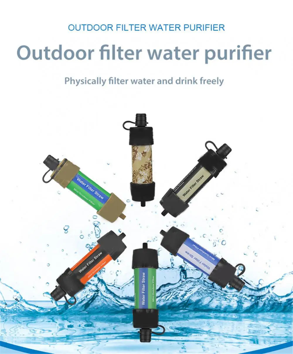 Outdoor Water Filter Straw Water Purifier System with 5000 Liters Filtration Capacity for Camping Emergency Survival Tool