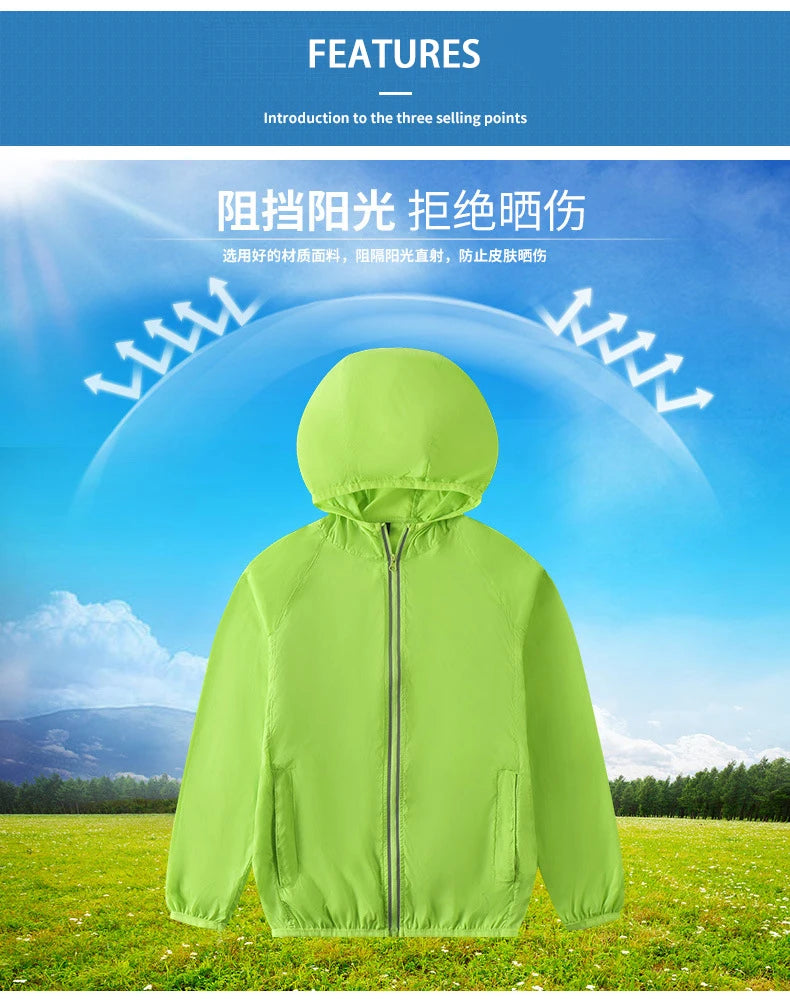 Children Climbing Hiking Jacket Kid Sun Protection Clothing Skin Coat Ultra-Thin Breathable Parent-Child Sunshade Cycling Jersey