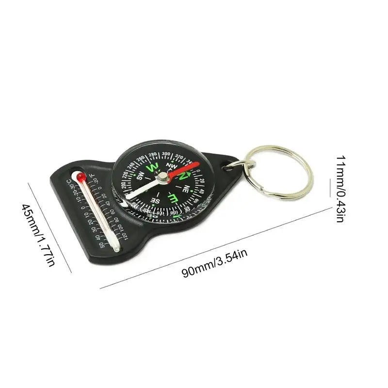 Mini Survival Compass Thermometer Portable Outdoor Camping Hiking Pocket Navigator Adventure Keychain Compass Climbing Equipment