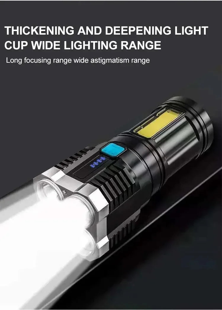 Powerful Flashlights Portable Rechargeable LED Camping Lamps Torch Light Waterproof Long Range Lanterns Self Defense