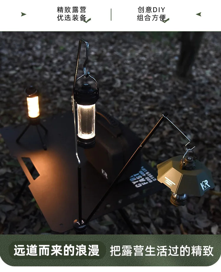 DIY Multifunctional Camping Light Pole For IGT Table Hook Hanging Light Stand Holder Can disassembly Ultralight Camp Accessories