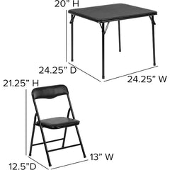 3-piece folding square table and chair set for backyard and camping, kids activity table and chair set