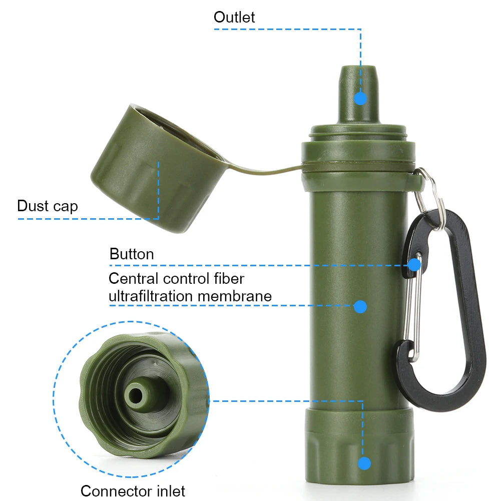 Outdoor Drinking Water Filtration Purifier Emergency Life Portable Survival Water Filter with Straw Camping Water Filtering Tool