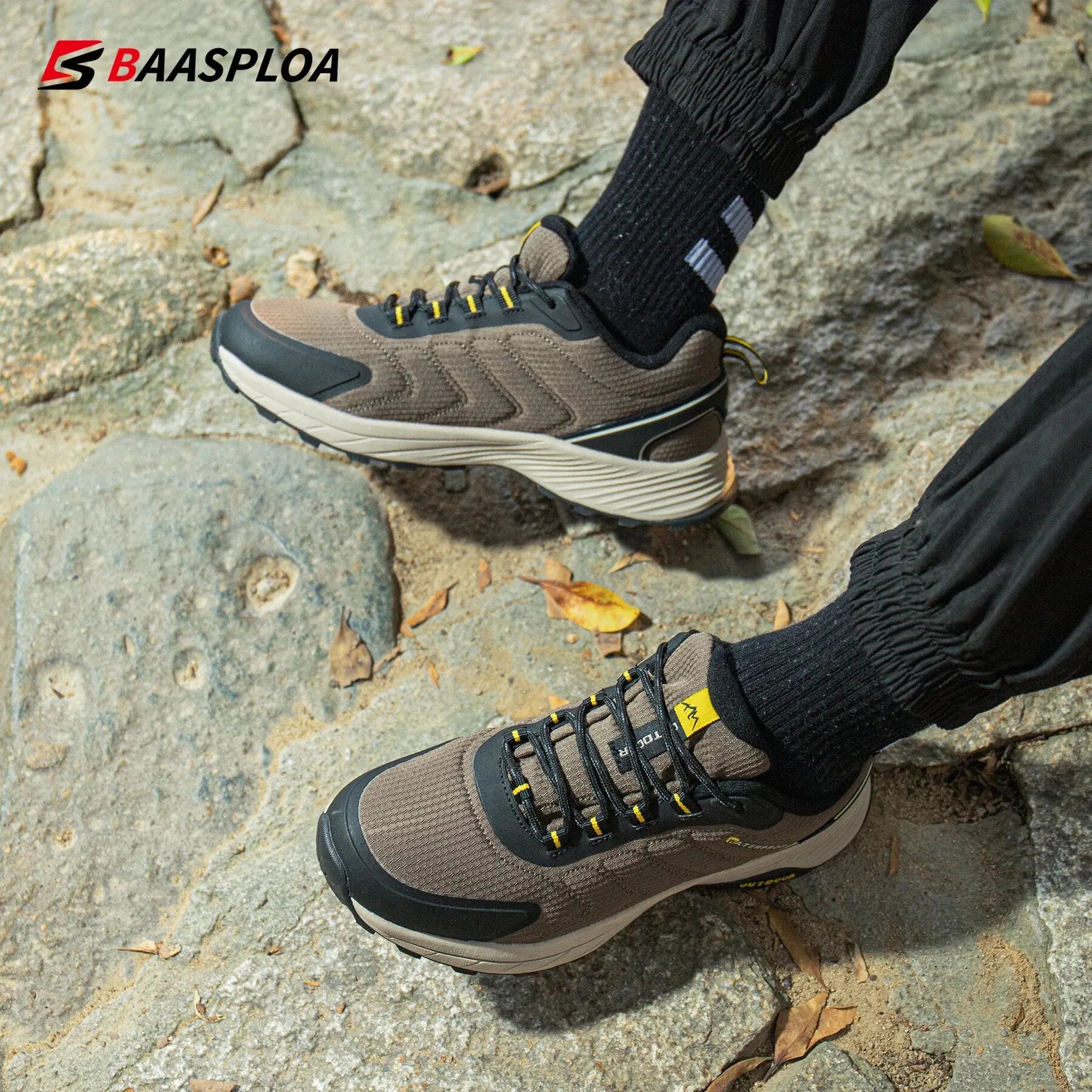 Baasploa Man Hiking Shoes Wear Resistant Sneakers Non Slip Camping Shoes Men Outdoor Sneaker Spring Autumn Waterproof Shoes