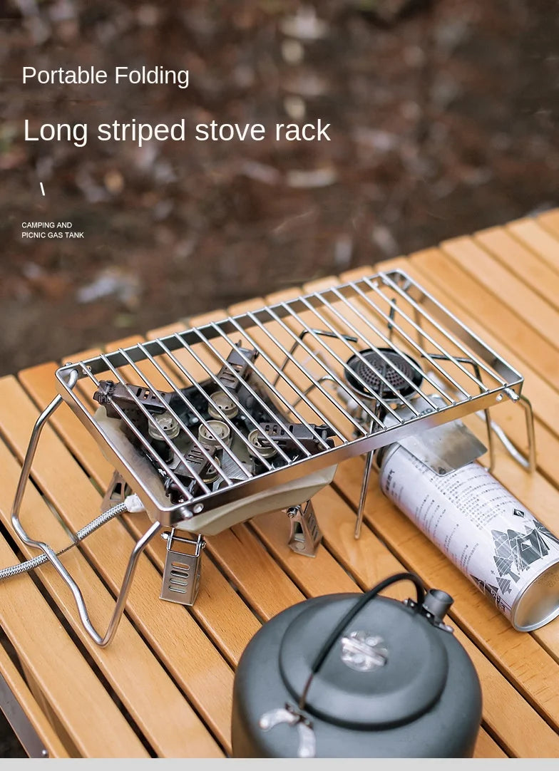 Folding Campfire Grill Portable Stainless Steel Camping Grill Grate Gas Stove Stand Multifunctional Outdoor Wood Stove Stand