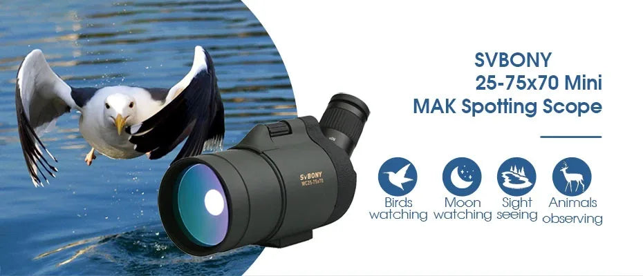 SVBONY F9334G MAK Spotting Scope 25-75x70 Powerful Telescope BAK4 FMC Waterproof Camping Equipment for Birdwatching With Tripod