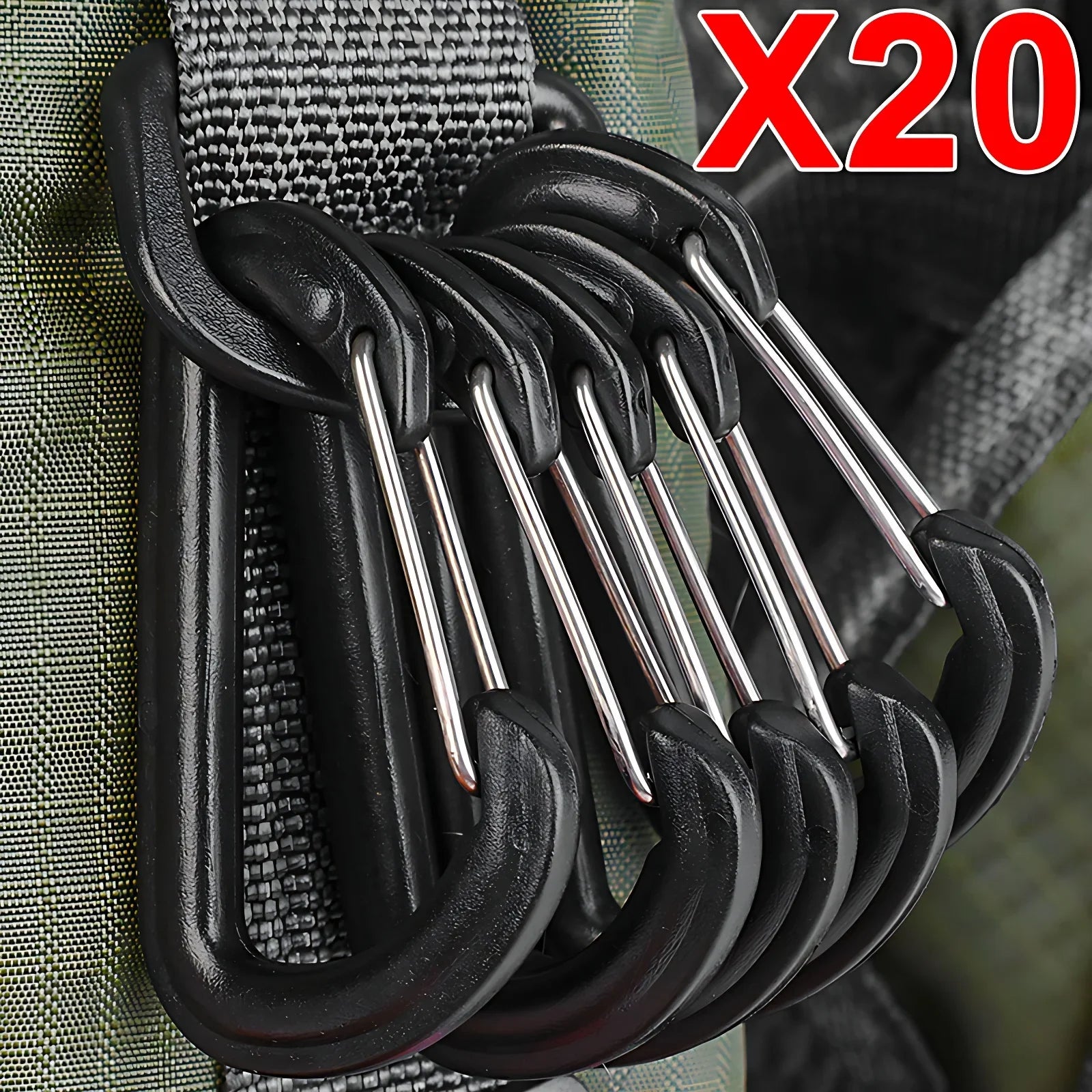 5/10/20pcs D Shape Plastic Carabiner D-Ring Key Chain Spring Hook Backpack Molle Carabiner Clasp Outdoor Camping Tool 56*35mm