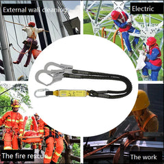 25KN Protective Safety Belt Elastic Buffer Sling Belt With Carabiner Snap Hook Aerial Work Climb Wearable Anti Fall Off Rope