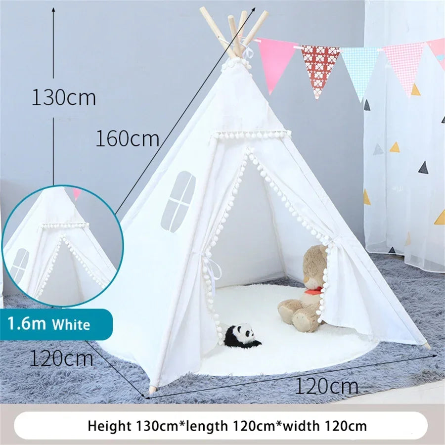 1.6M Kids Tent Play House Wigwam for Children Portable Child Tipi Tents Teepee Toddler Ball Pit Girl Castle Play Room Teepee