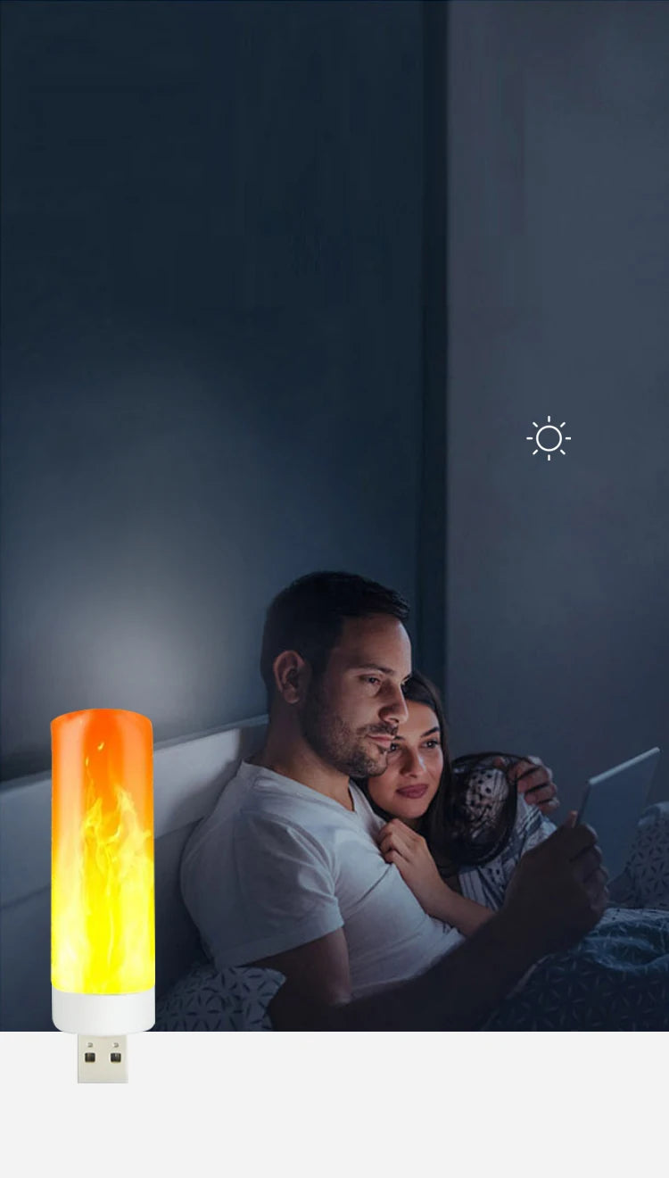 LED Atmosphere USB Light Flame Flashing Candle Lights Book Lamp for Power Bank Camping Lighting Cigarette Lighter Effect Light