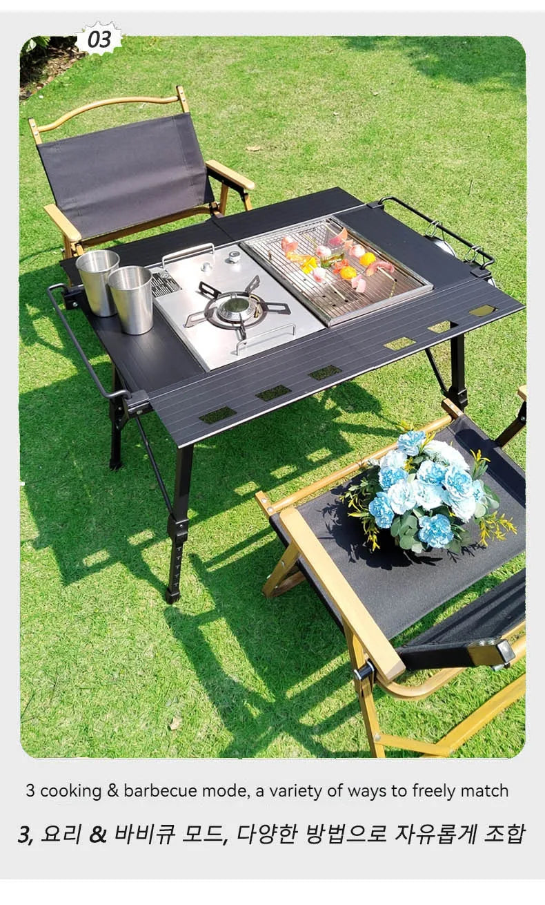 Lohascamping Lightweight Camping Folding IGT table extend Brazier table multifunctional adjustable leg Desktop burner bbq table